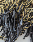 BAN01S7 Hoodiekordel flach Deadstock Golden Go+se goldschwarz mit langen Enden 0,5 cm x 110 cm (HK009)