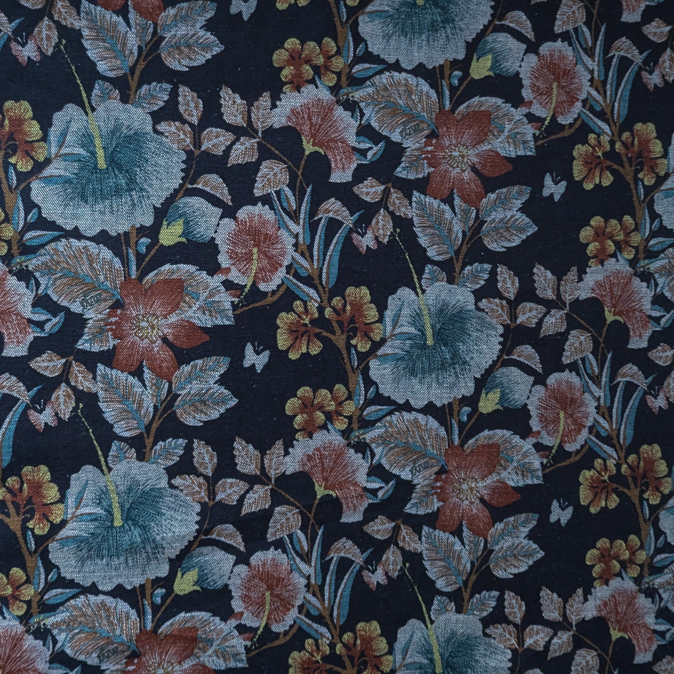 DEN006R ETR* Designer Deadstock Jeans bedruckt Flowers 50 cm x 150 cm